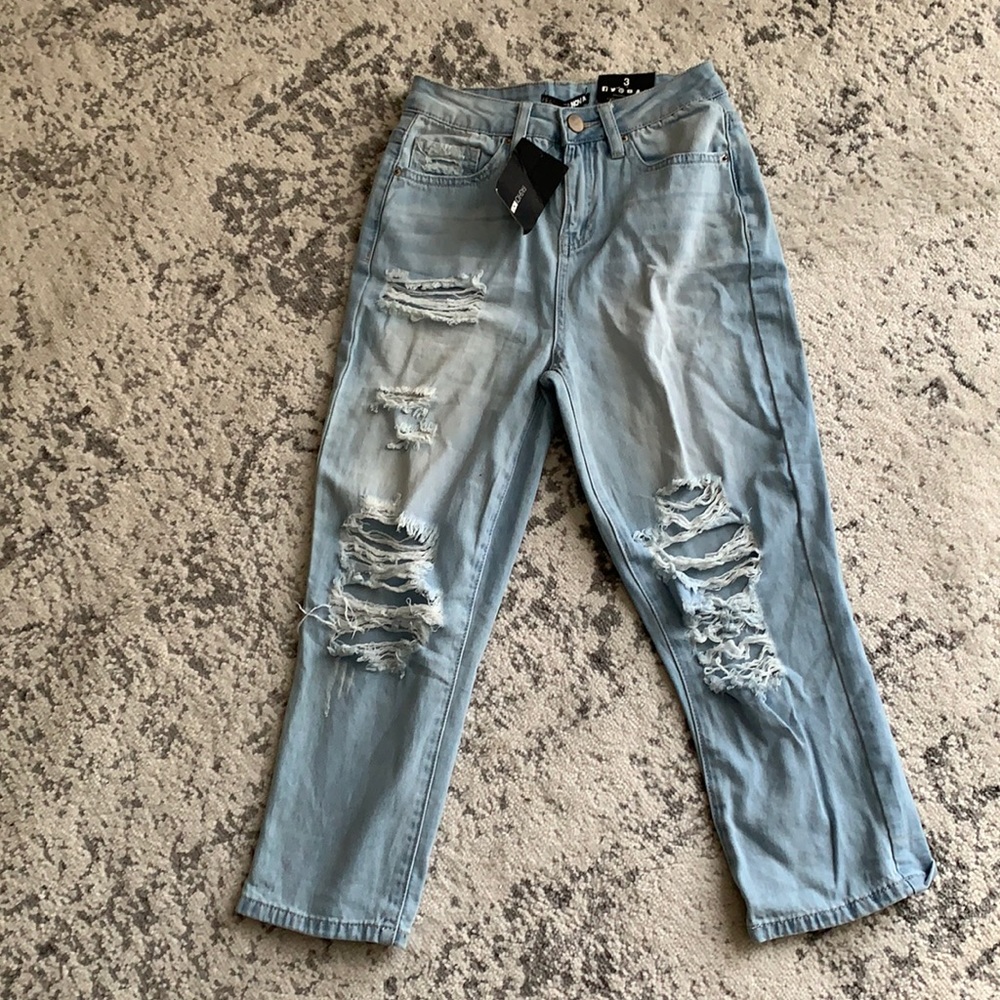 Fashion nova light ripped jeans